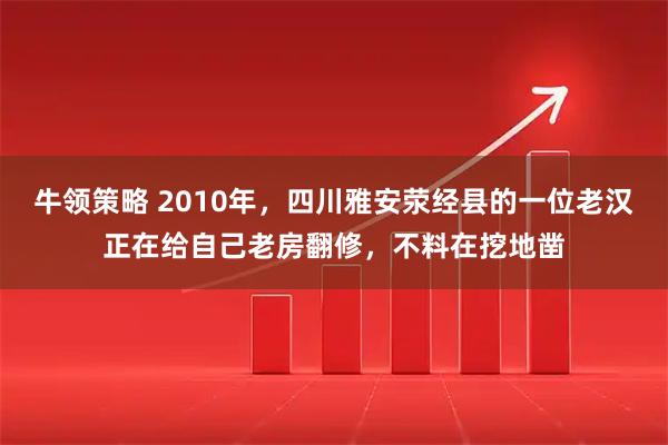 牛领策略 2010年，四川雅安荥经县的一位老汉正在给自己老房翻修，不料在挖地凿