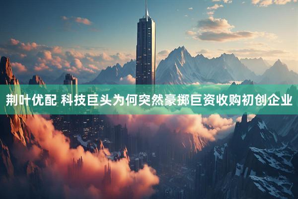 荆叶优配 科技巨头为何突然豪掷巨资收购初创企业